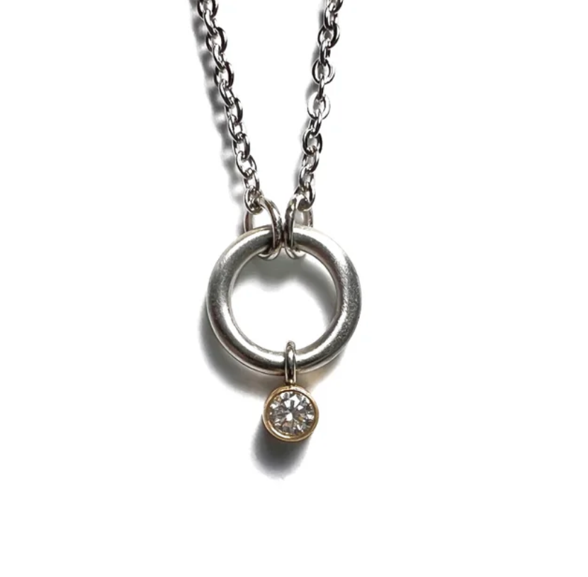 Dangle Diamond Stainless Steel Pendant Necklace