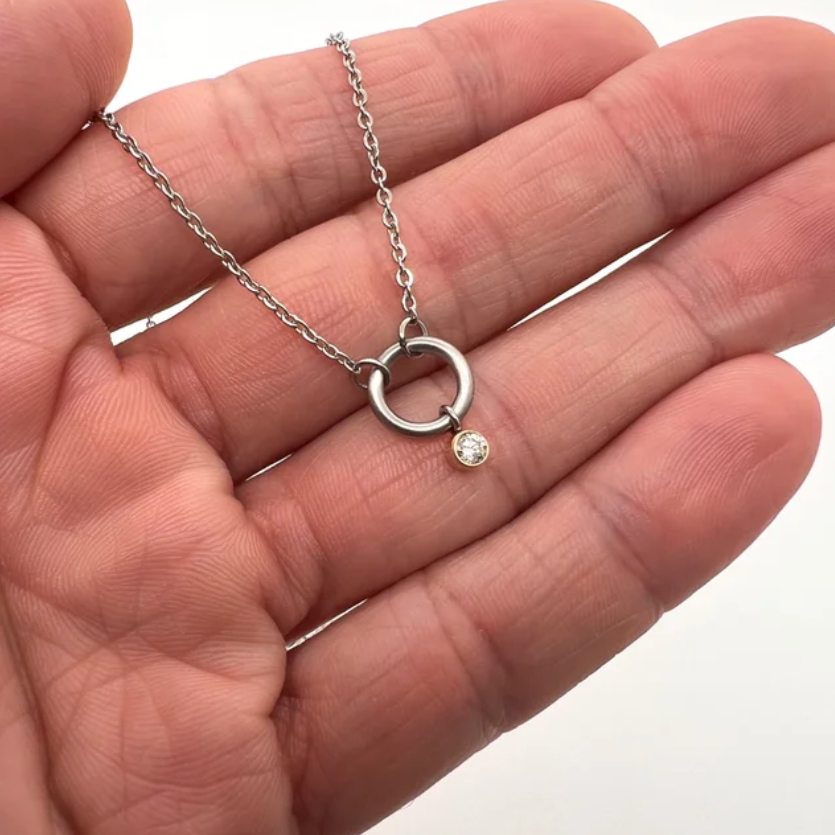 Dangle Diamond Stainless Steel Pendant Necklace