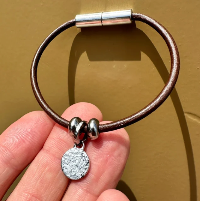 Polished Naturist Symbol Charm Bracelet, Necklace, or Anklet