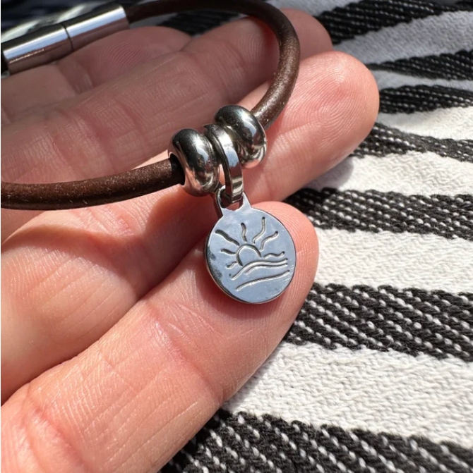 Polished Naturist Symbol Charm Bracelet, Necklace, or Anklet