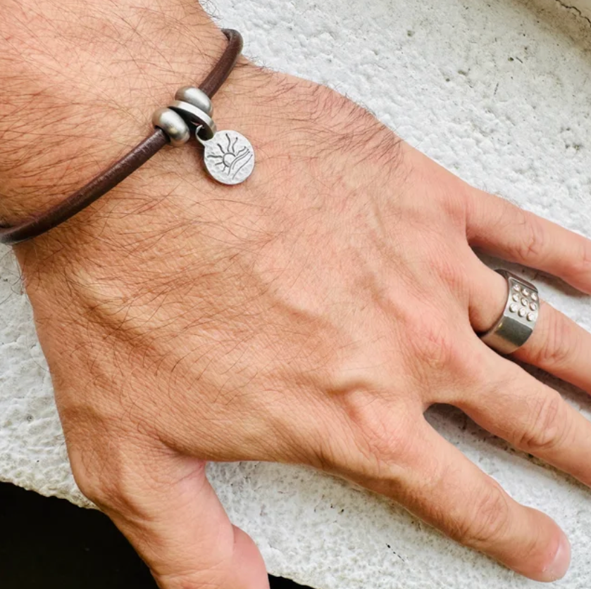 Hammered Naturist Symbol Charm Bracelet, Necklace, or Anklet