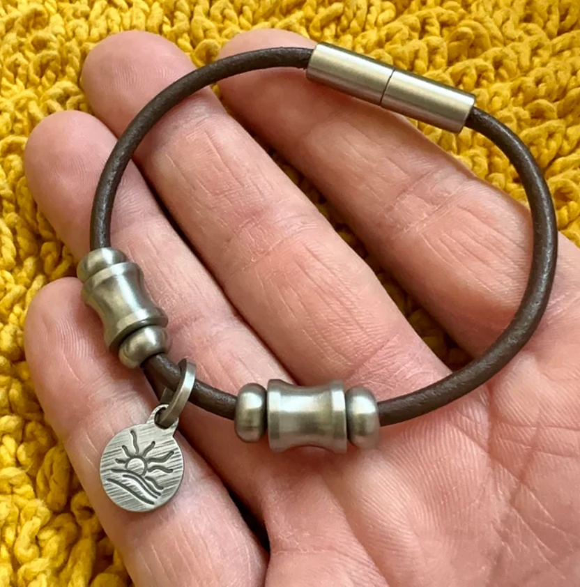 Deluxe Hatched Naturist Symbol Charm Bracelet, Necklace, or Anklet
