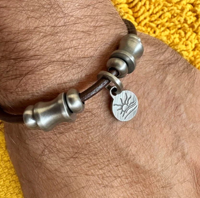Deluxe Hatched Naturist Symbol Charm Bracelet, Necklace, or Anklet