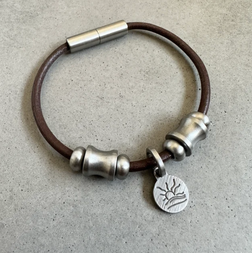 Deluxe Hatched Naturist Symbol Charm Bracelet, Necklace, or Anklet