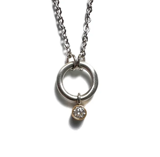 Dangle Diamond Stainless Steel Pendant Necklace