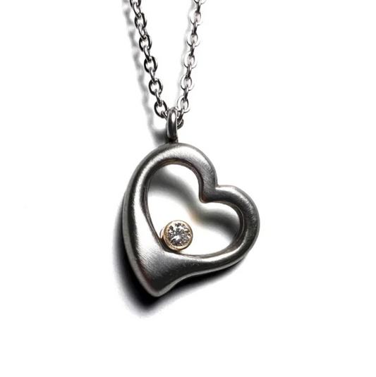 Diamond Heart Stainless Pendant Necklace