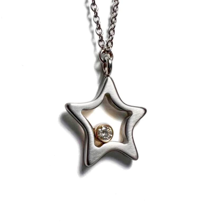 Diamond Star Stainless Pendant Necklace