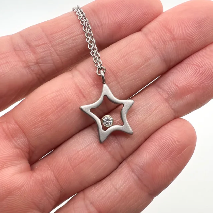 Diamond Star Stainless Pendant Necklace