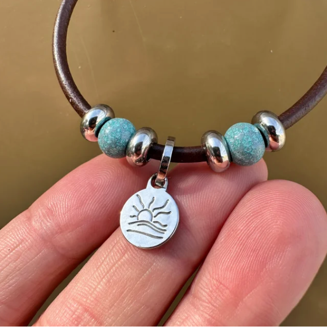 Deluxe Polished Naturist Symbol Charm Bracelet, Necklace, or Anklet