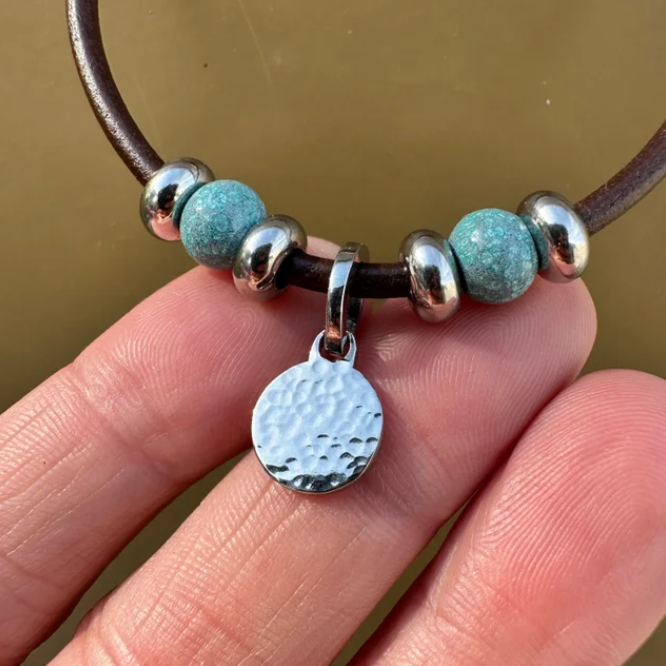 Deluxe Polished Naturist Symbol Charm Bracelet, Necklace, or Anklet