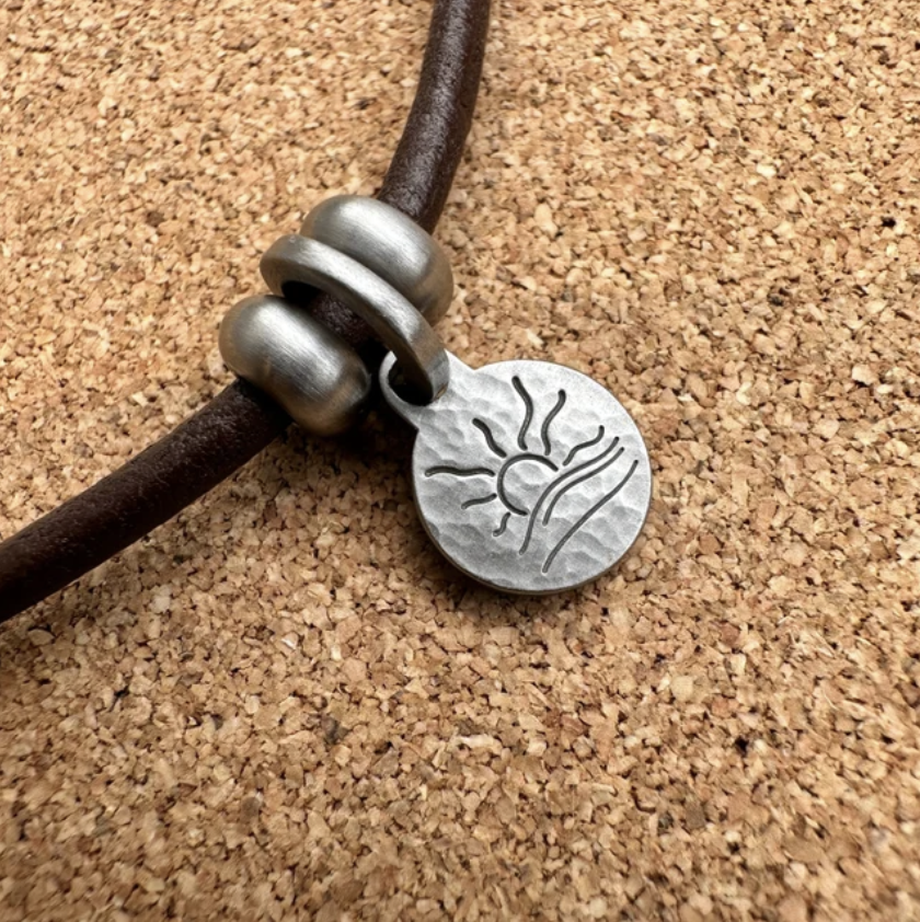 Hammered Naturist Symbol Charm Bracelet, Necklace, or Anklet