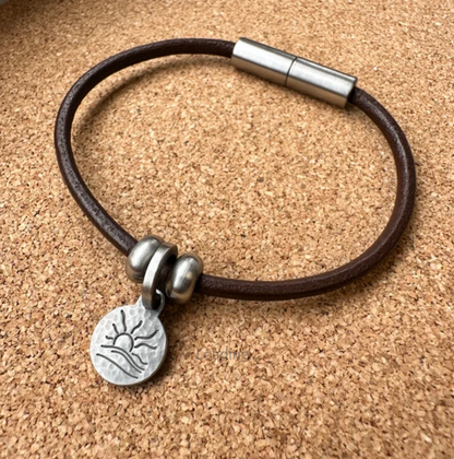 Tiny Hammered Naturist Symbol Charm Bracelet, Necklace, or Anklet