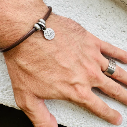 Tiny Hammered Naturist Symbol Charm Bracelet, Necklace, or Anklet