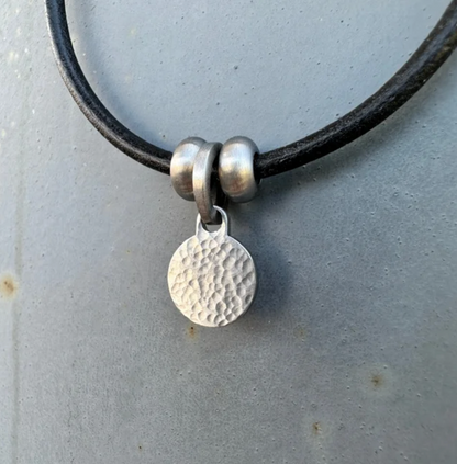 Tiny Hammered Naturist Symbol Charm Bracelet, Necklace, or Anklet