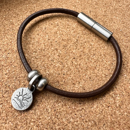Tiny Hammered Naturist Symbol Charm Bracelet, Necklace, or Anklet