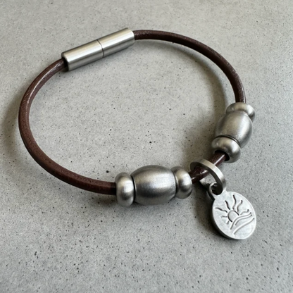 Deluxe Satin Dome Bead Naturist Symbol Charm Bracelet, Necklace, or Anklet