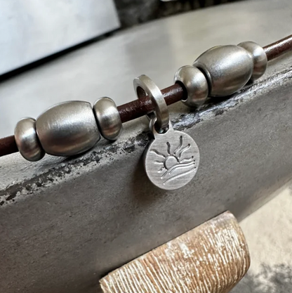 Deluxe Satin Dome Bead Naturist Symbol Charm Bracelet, Necklace, or Anklet