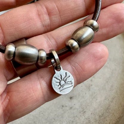 Deluxe Satin Dome Bead Naturist Symbol Charm Bracelet, Necklace, or Anklet
