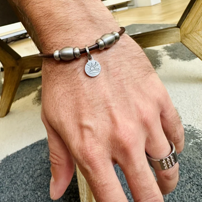Deluxe Satin Dome Bead Naturist Symbol Charm Bracelet, Necklace, or Anklet