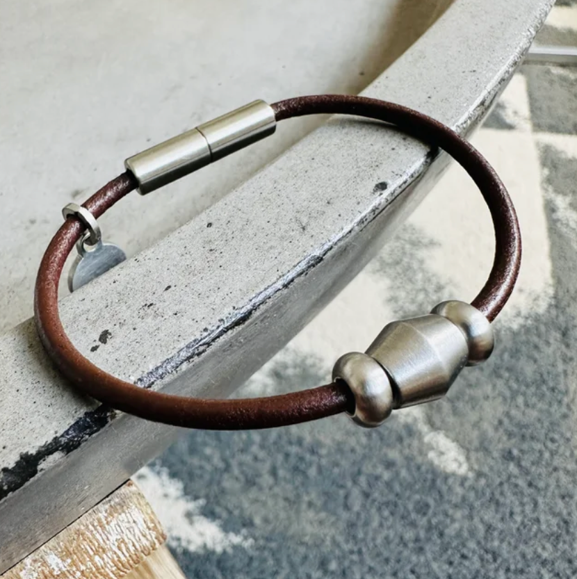 Knife Edge Single Steel Bead Bracelet or Anklet