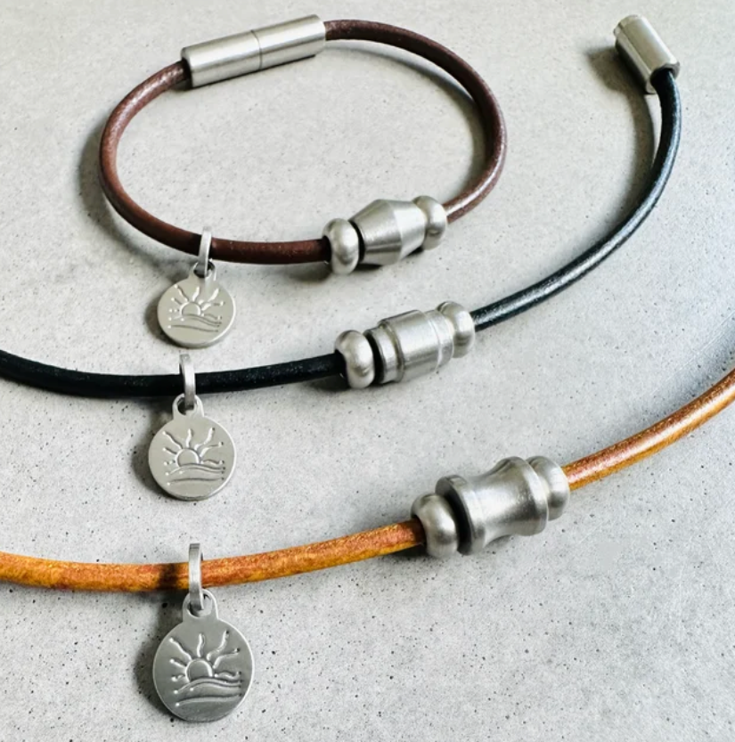 Knife Edge Single Steel Bead Bracelet or Anklet