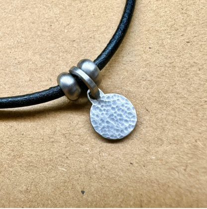 Tiny Satin Naturist Symbol Charm Leather Necklace