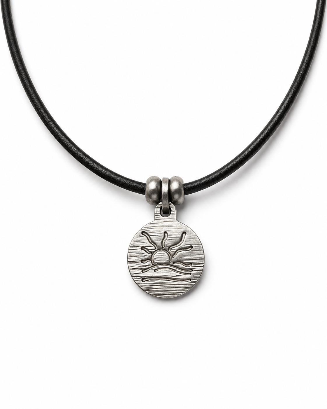 Horizontal Hatched Naturist Symbol Leather Necklace