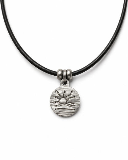 Horizontal Hatched Naturist Symbol Leather Necklace