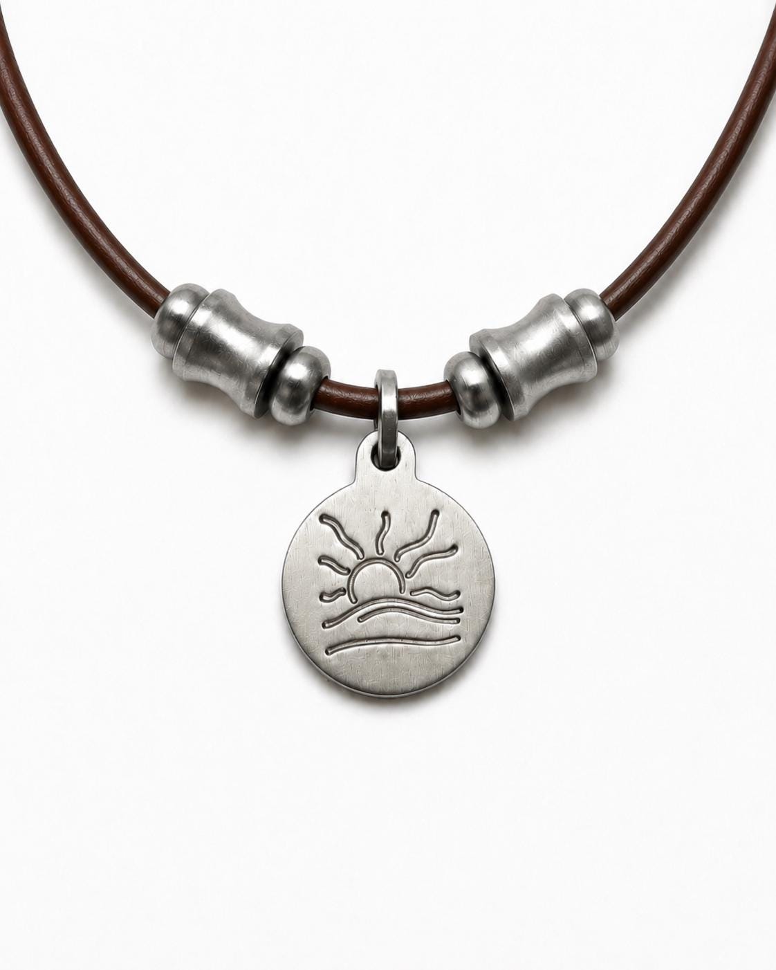 Spine Bead Satin Naturist Symbol Leather Necklace