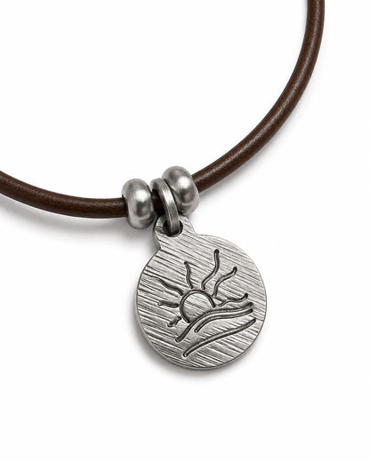 Diagonal Hatched Naturist Symbol Leather Necklace