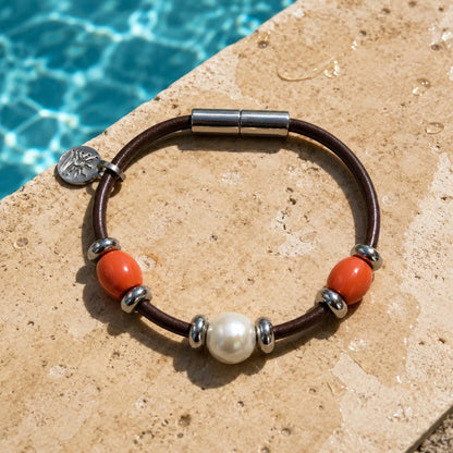 Coral Orange Perfectly Imperfect Pearl Naturist Bracelet