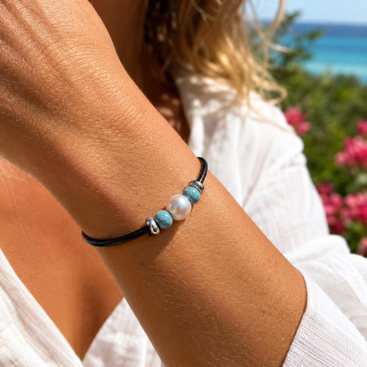 Textured Turquoise Perfectly Imperfect Pearl Naturist Bracelet