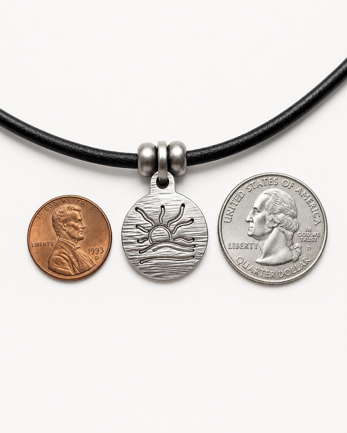 Horizontal Hatched Naturist Symbol Leather Necklace