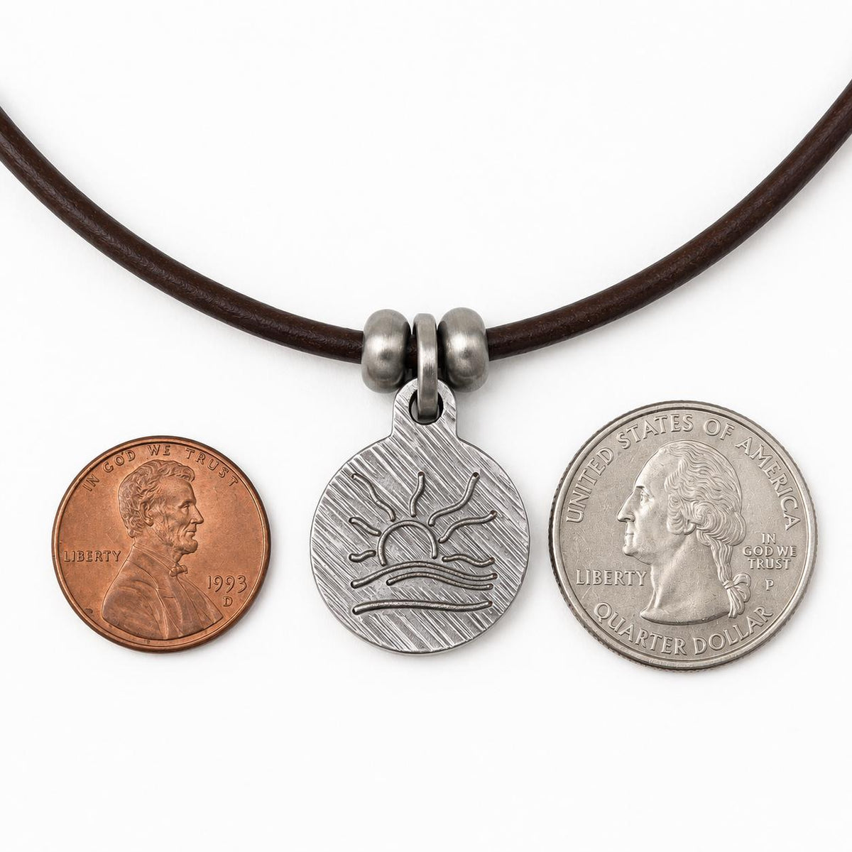 Diagonal Hatched Naturist Symbol Leather Necklace