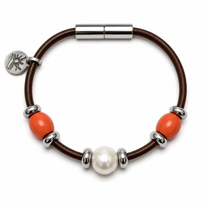 Coral Orange Perfectly Imperfect Pearl Naturist Bracelet