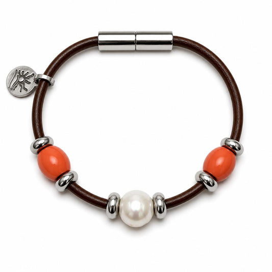 Coral Orange Perfectly Imperfect Pearl Naturist Bracelet