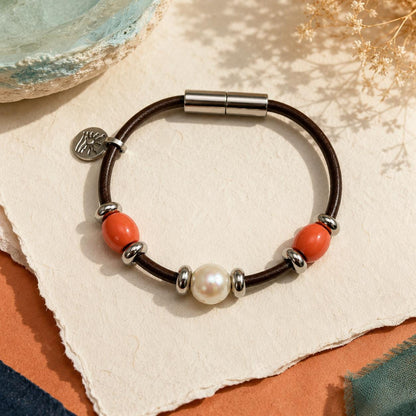 Coral Orange Perfectly Imperfect Pearl Naturist Bracelet