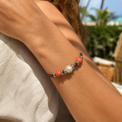 Coral Orange Perfectly Imperfect Pearl Naturist Bracelet