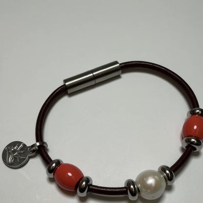 Coral Orange Perfectly Imperfect Pearl Naturist Bracelet