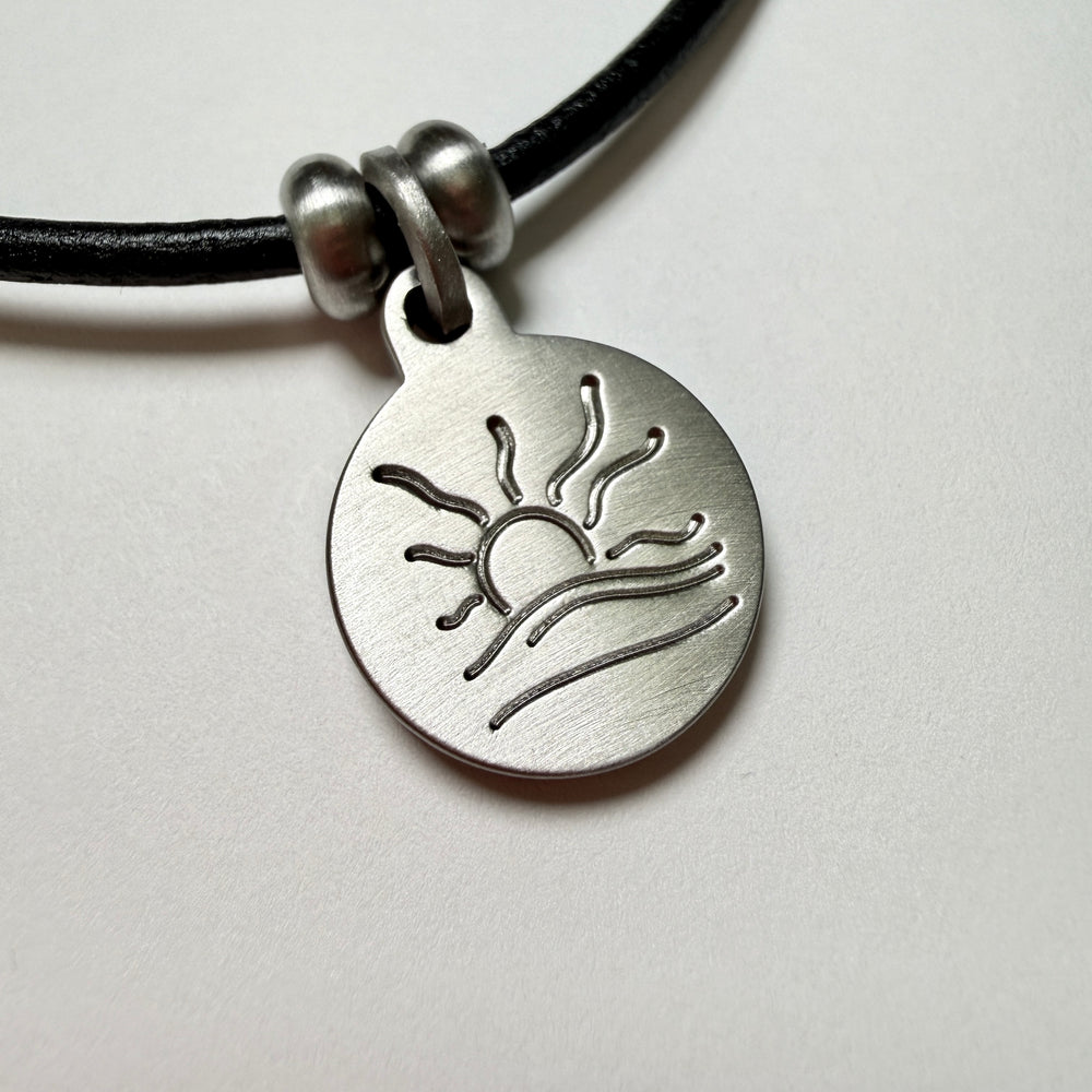Satin Naturist Symbol Charm Leather Necklace