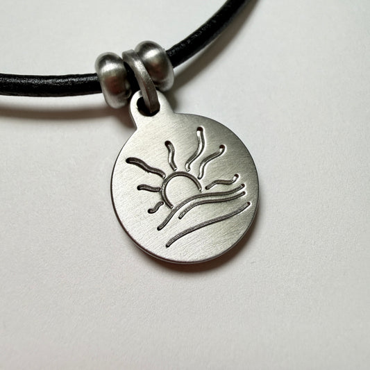 Satin Naturist Symbol Charm Leather Necklace